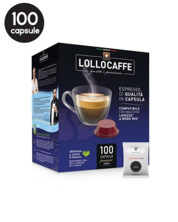 100 Capsule Lollo Caffe Espresso Nero – Compatibile A Modo Mio