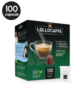 100 Capsule Lollo Caffe Espresso Nero - Compatibile Nespresso