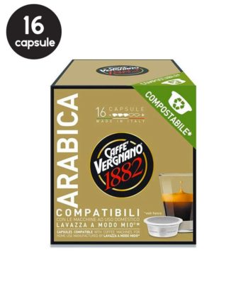 16 Capsule Biodegradabile Caffe Vergnano Arabica – Compatibile A Modo Mio