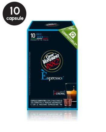10 Capsule Biodegradabile Caffe Vergnano Espresso Deca - Compatibile Nespresso