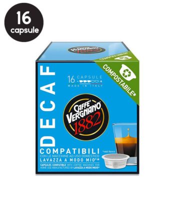 16 Capsule Biodegradabile Caffe Vergnano Decaf – Compatibile A Modo Mio