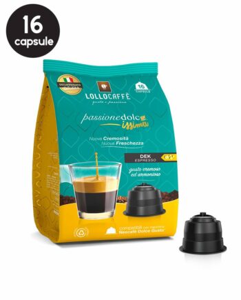 16 Capsule Lollo Caffe Espresso Dek - Compatibile Dolce Gusto