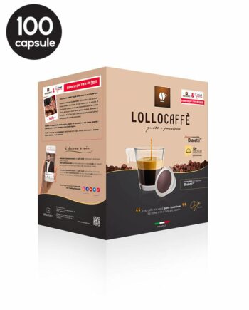 100 Capsule Lollo Caffe Espresso Nero - Compatibile Bialetti Mokespresso
