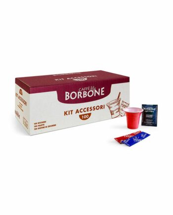 Kit Accesorii Borbone - 100 pahare plastic, 100 palete, 100 pliculete zahar