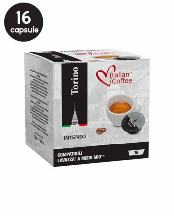 16 Capsule Italian Coffee Torino Intenso - Compatibile A Modo Mio